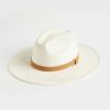 Accessories * | Karen Kane Faux Suede Fedora Hat Cream