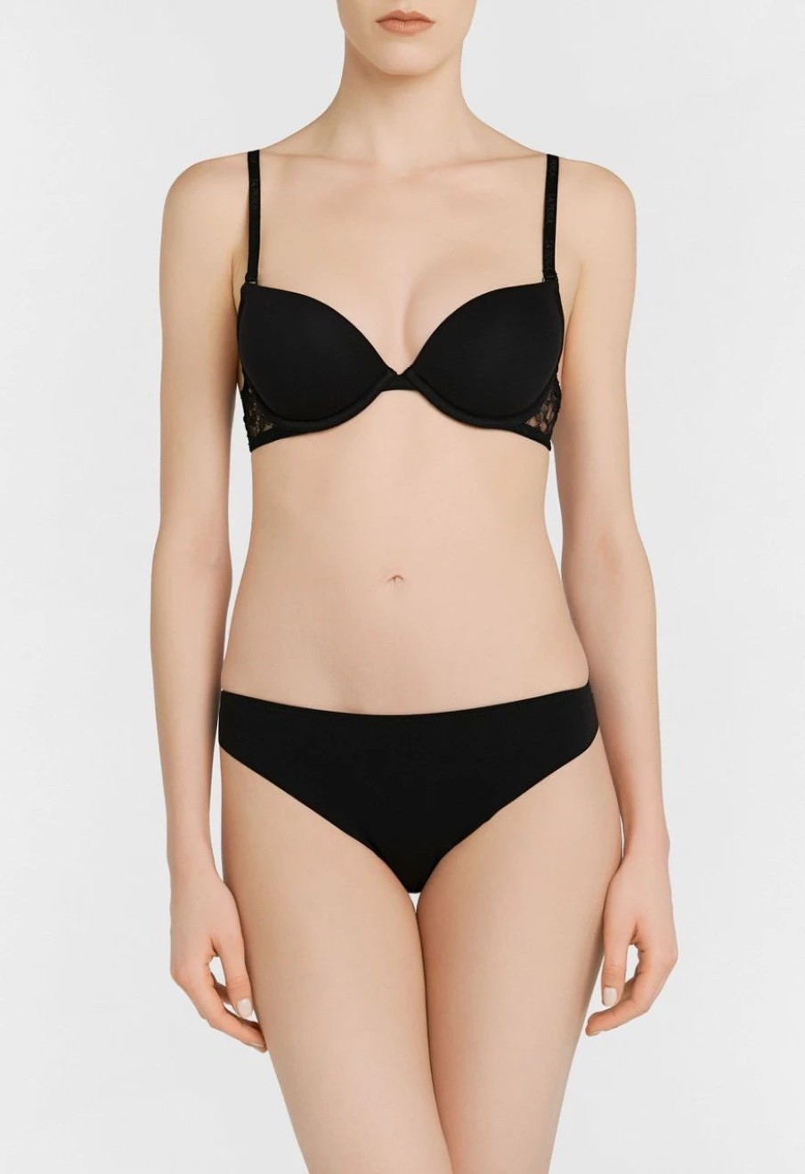 Bras * | Shape-Allure Black T-Shirt Multiway Bra With Chantilly Lace