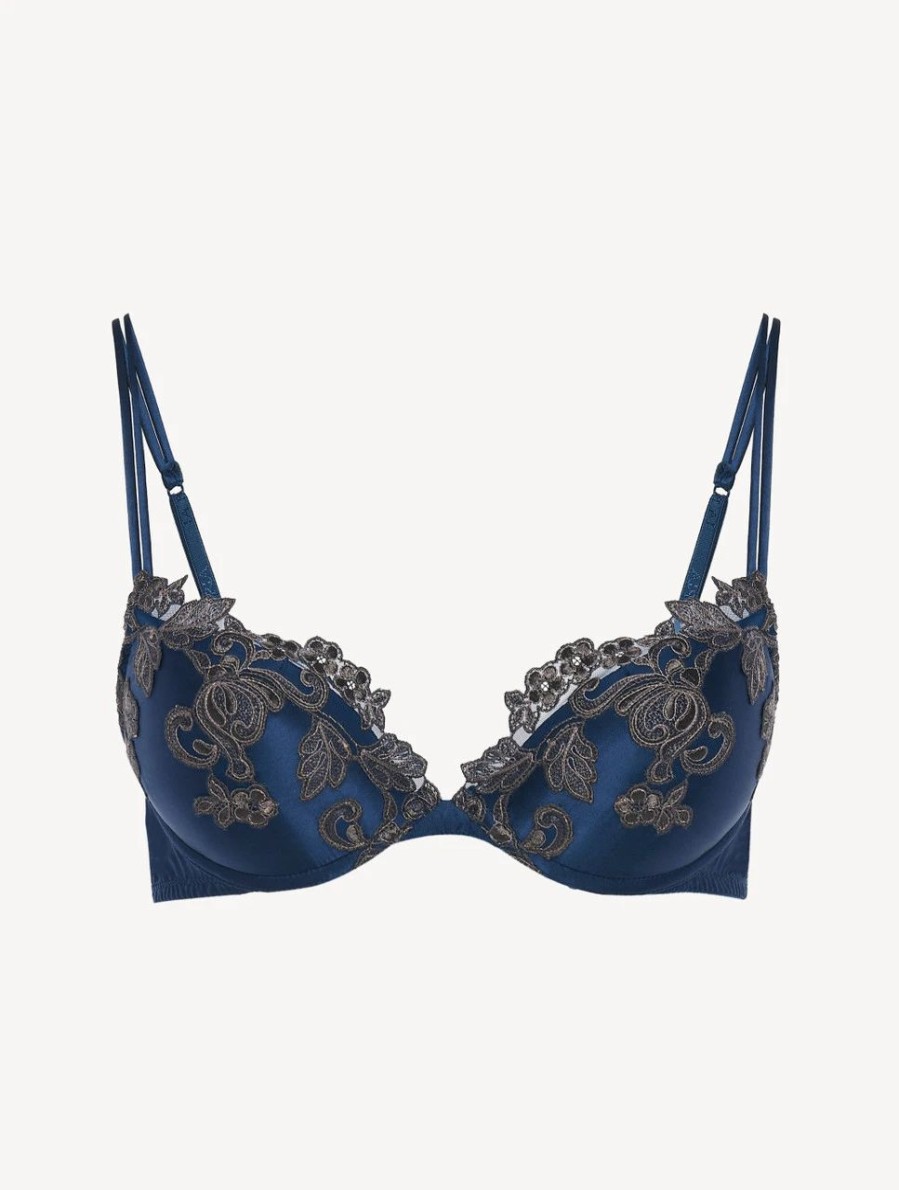 Bras * | Maison Blue Silk Push-Up Bra With Frastaglio