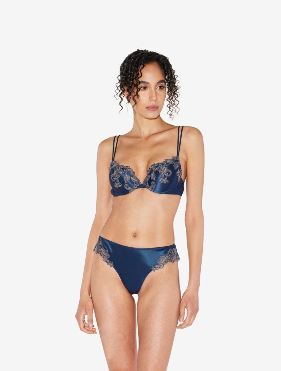 Bras * | Maison Blue Silk Push-Up Bra With Frastaglio