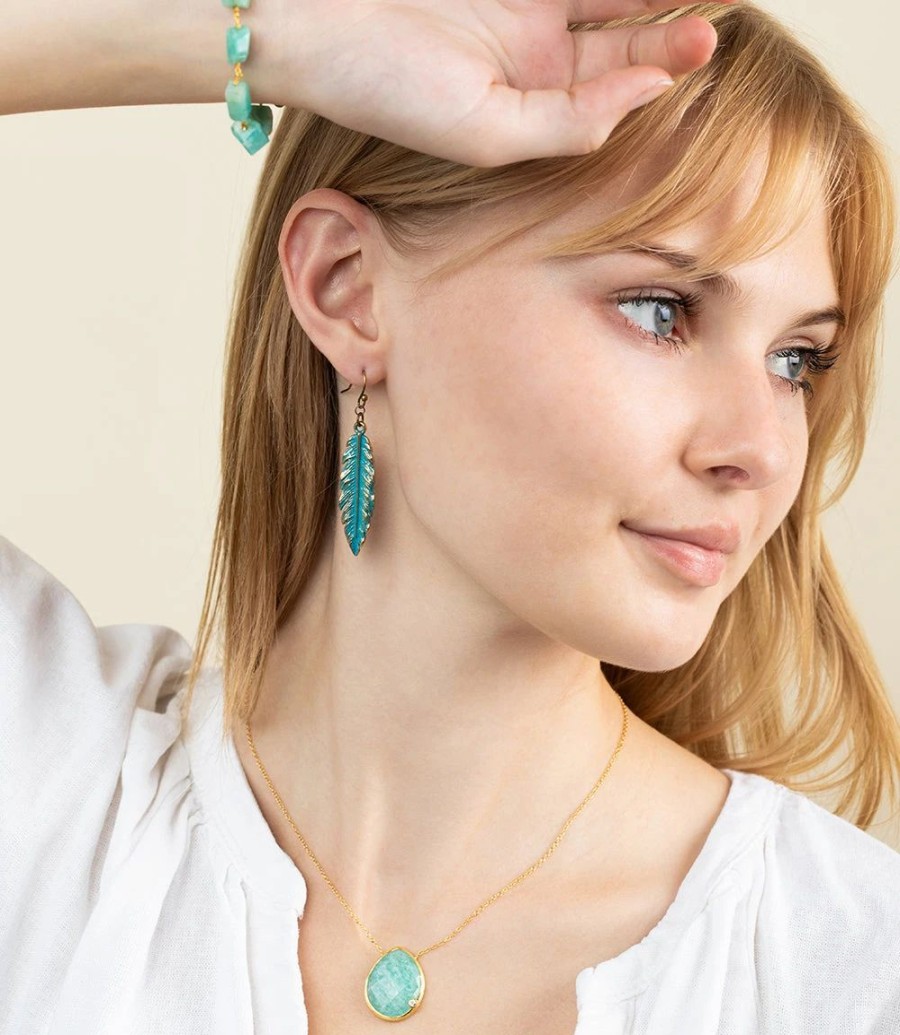 Accessories * | Karen Kane Feather Earrings Turquoise