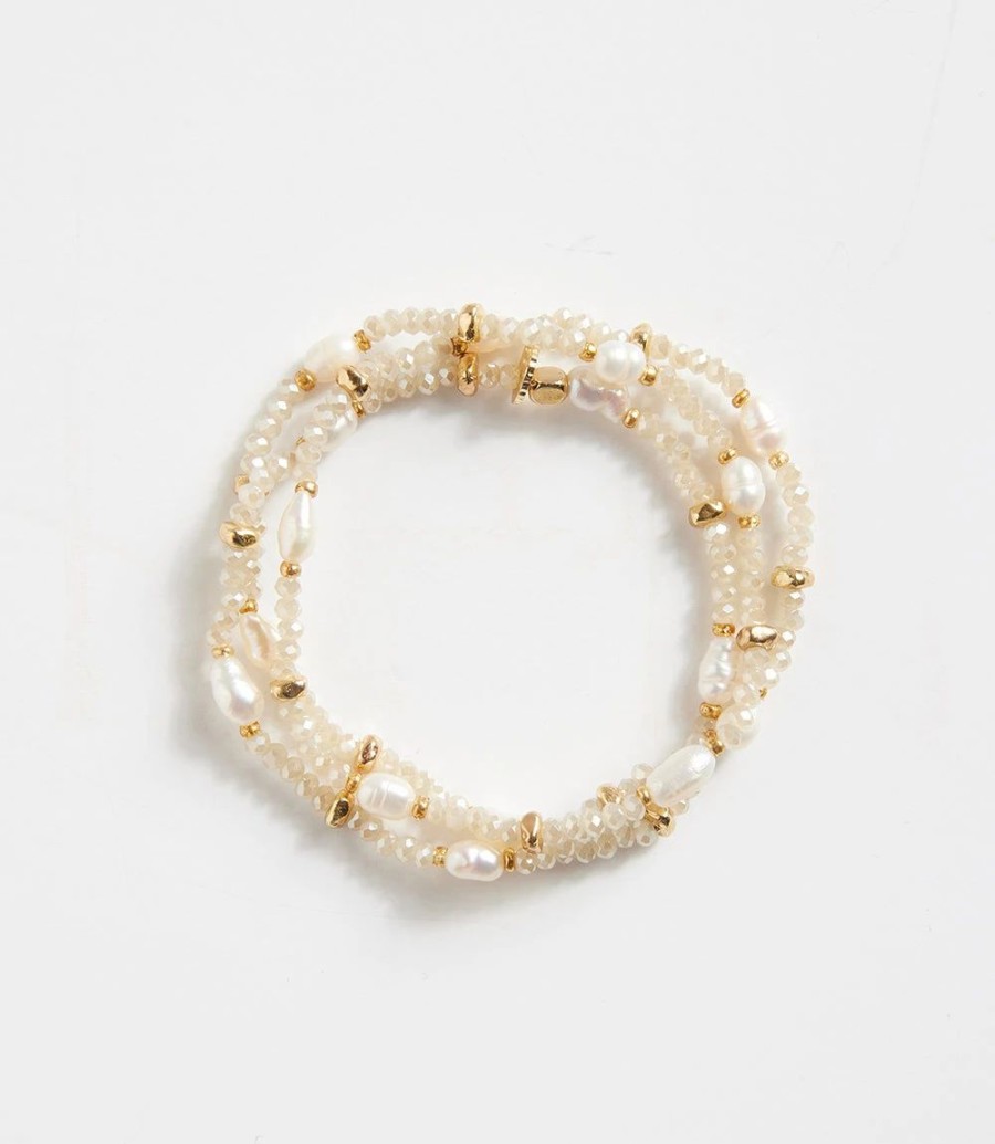 Accessories * | Karen Kane Gemstone And Pearl Bracelet Champagne