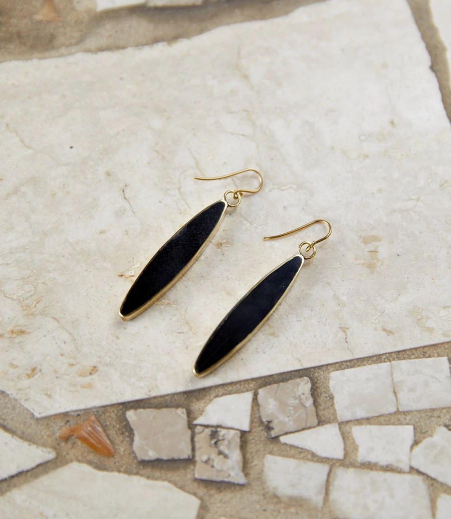 Accessories * | Karen Kane Kenyan Lancet Earrings Black With Gold