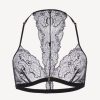 Bras * | Diamante Soft Triangle Bra In Black With Leavers Lace