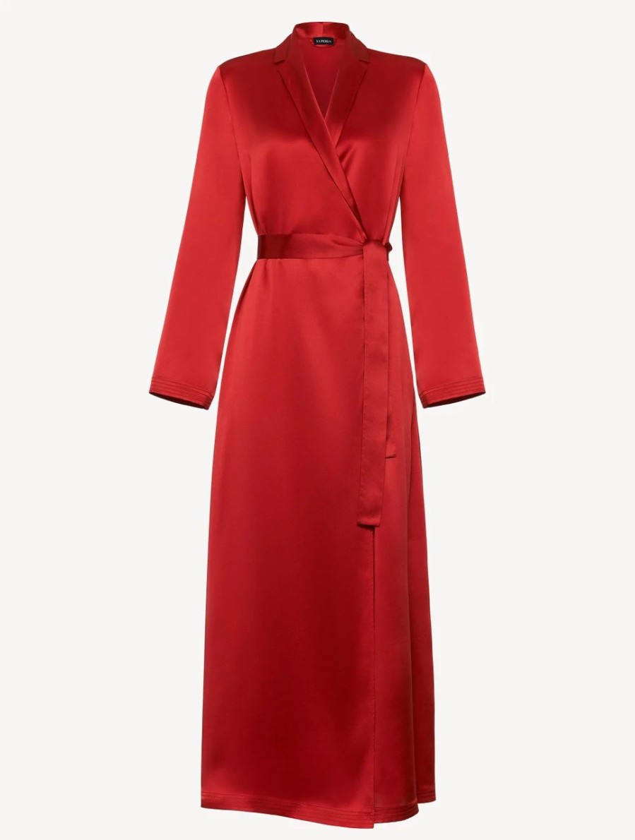 Sleepwear * | Silk Long Robe In Garnet