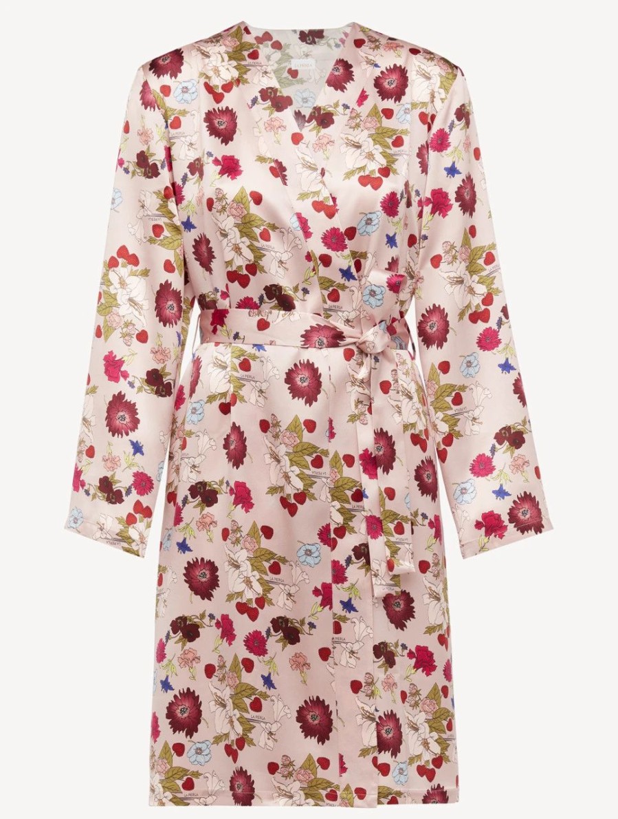 Sleepwear * | Silk Floral Print Short Robe