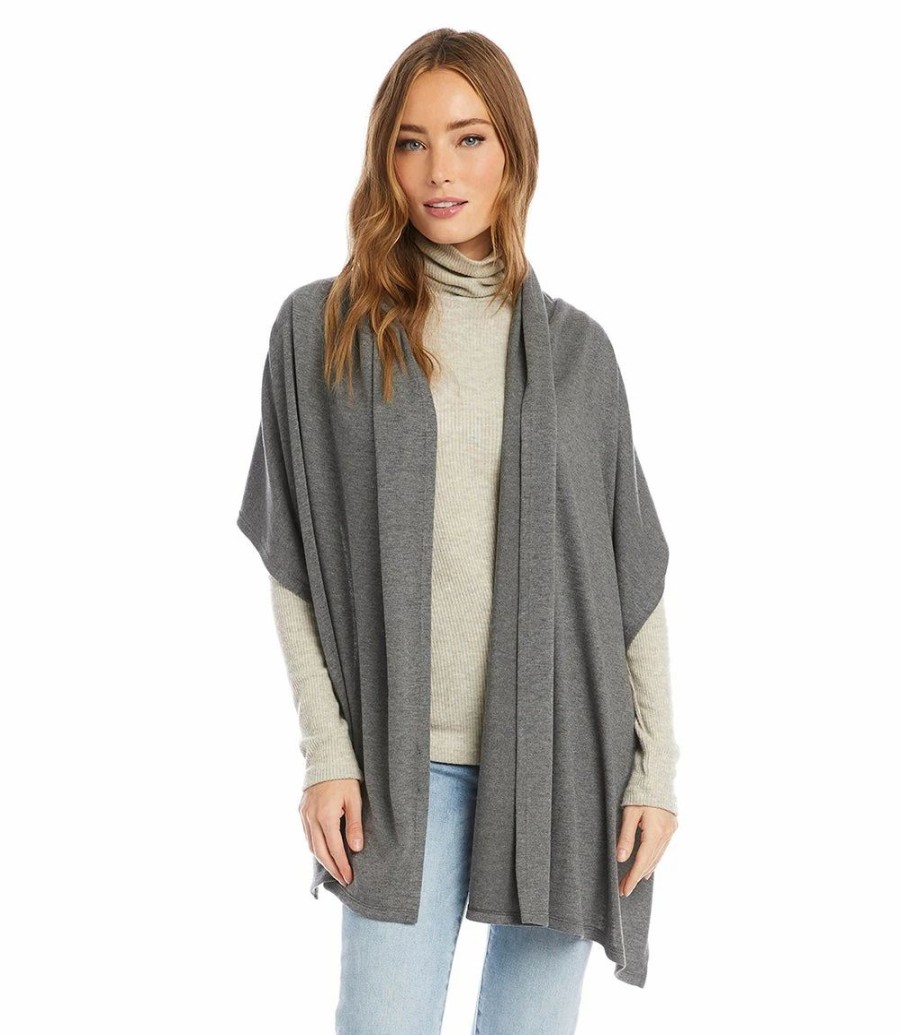 Accessories * | Karen Kane Sweater Shawl Dark Heather Gray