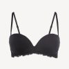 Bras * | Zephyr Bandeau Bra In Black Lycra With Embroidered Tulle