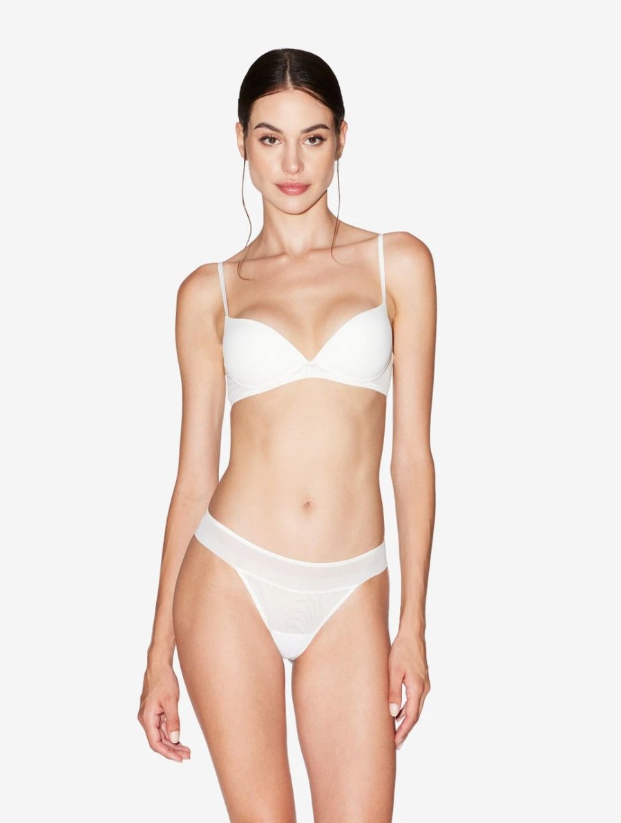 Bras * | Maison Contouring Push-Up Bra In Off-White Stretch Tulle