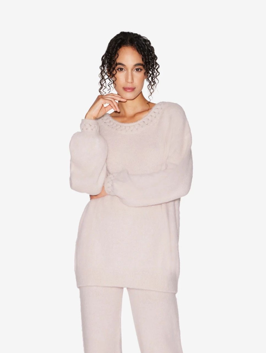 Sleepwear * | Fluffy Cocoon Alpaca Blend Sweater In Powder Pink