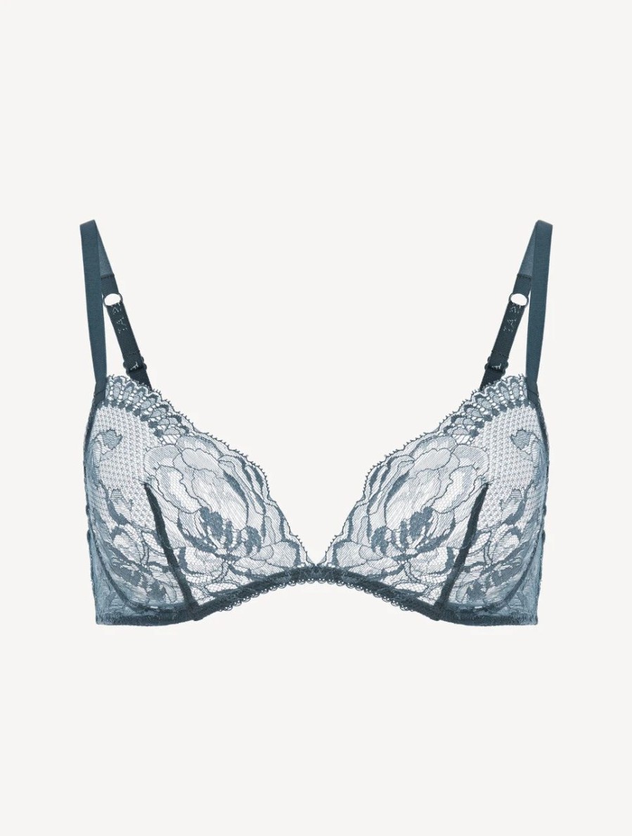 Bras * | Brigitta Dark Blue Lace Non-Wired Bra