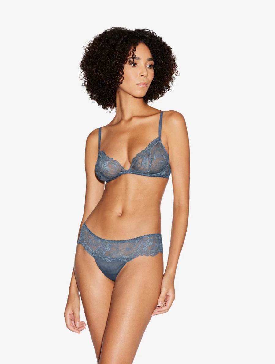 Bras * | Brigitta Dark Blue Lace Non-Wired Bra