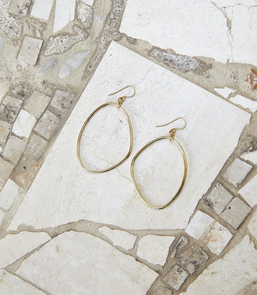 Accessories * | Karen Kane Kenyan Iconoclast Hoop Earrings Gold