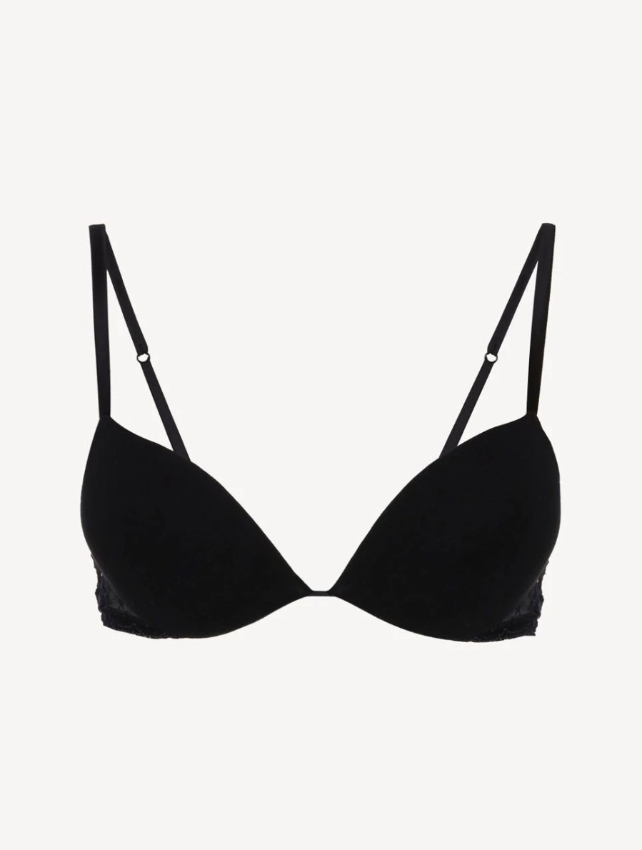 Bras * | Midnight Botanica Push Up Bra In Onyx With Embroidered Tulle