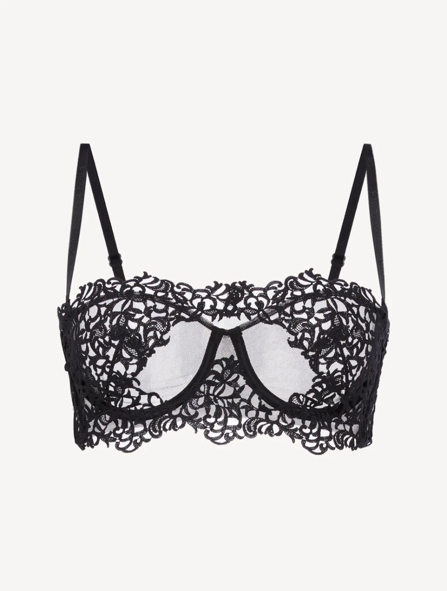 Bras * | Petit Macrame Underwired Long Line Bra In Black