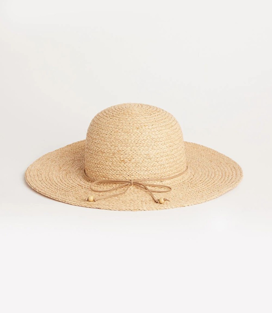 Accessories * | Karen Kane Contrast Tie Raffia Hat Natural