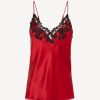 Sleepwear * | Maison Red Silk Camisole With Frastaglio