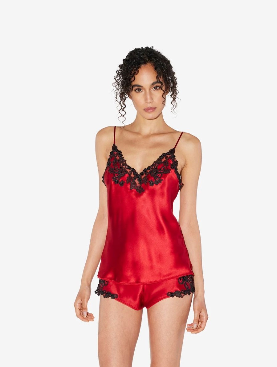 Sleepwear * | Maison Red Silk Camisole With Frastaglio