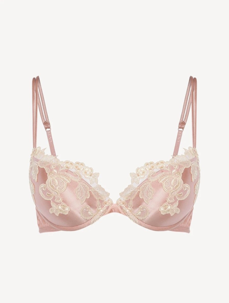 Bras * | Maison Pink Silk Push-Up Bra With Frastaglio