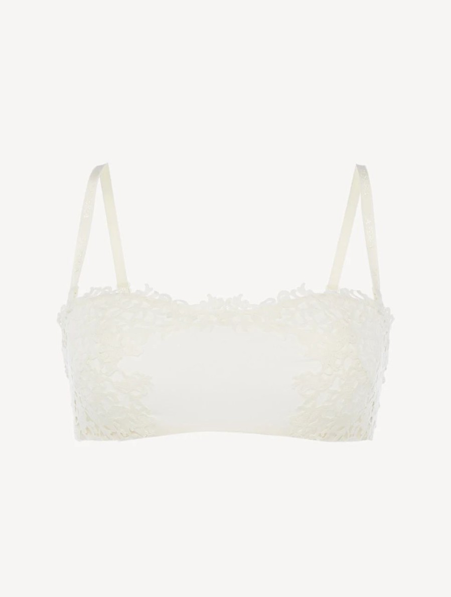 Bras * | Petit Macrame Off-White Non-Wired Bandeau Bra With Macrame