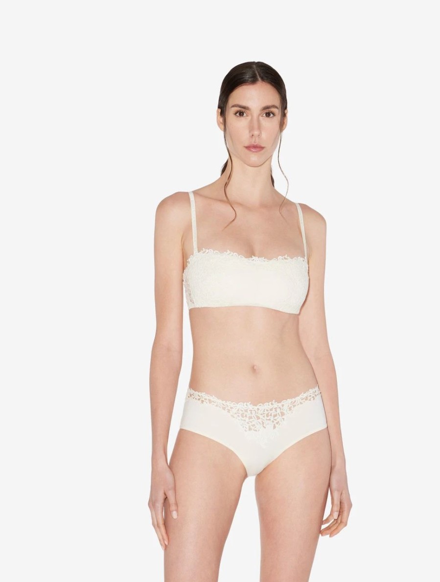 Bras * | Petit Macrame Off-White Non-Wired Bandeau Bra With Macrame