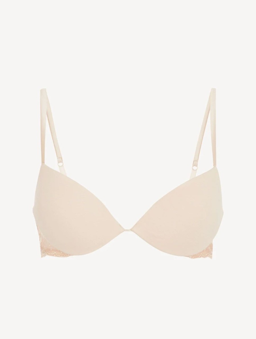 Bras * | Midnight Botanica Push Up Bra In Halo And Ivory Nude With Embroidered Tulle