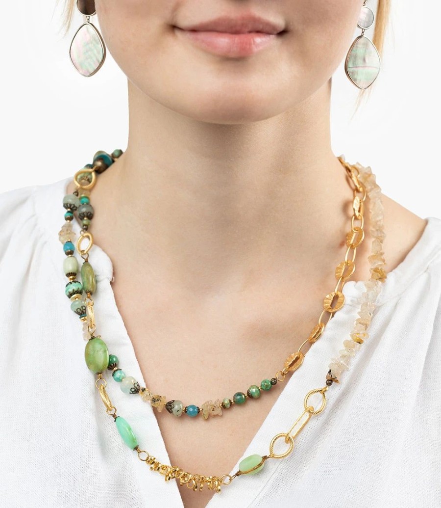 Accessories * | Karen Kane Beaded Quartz Necklace Aqua