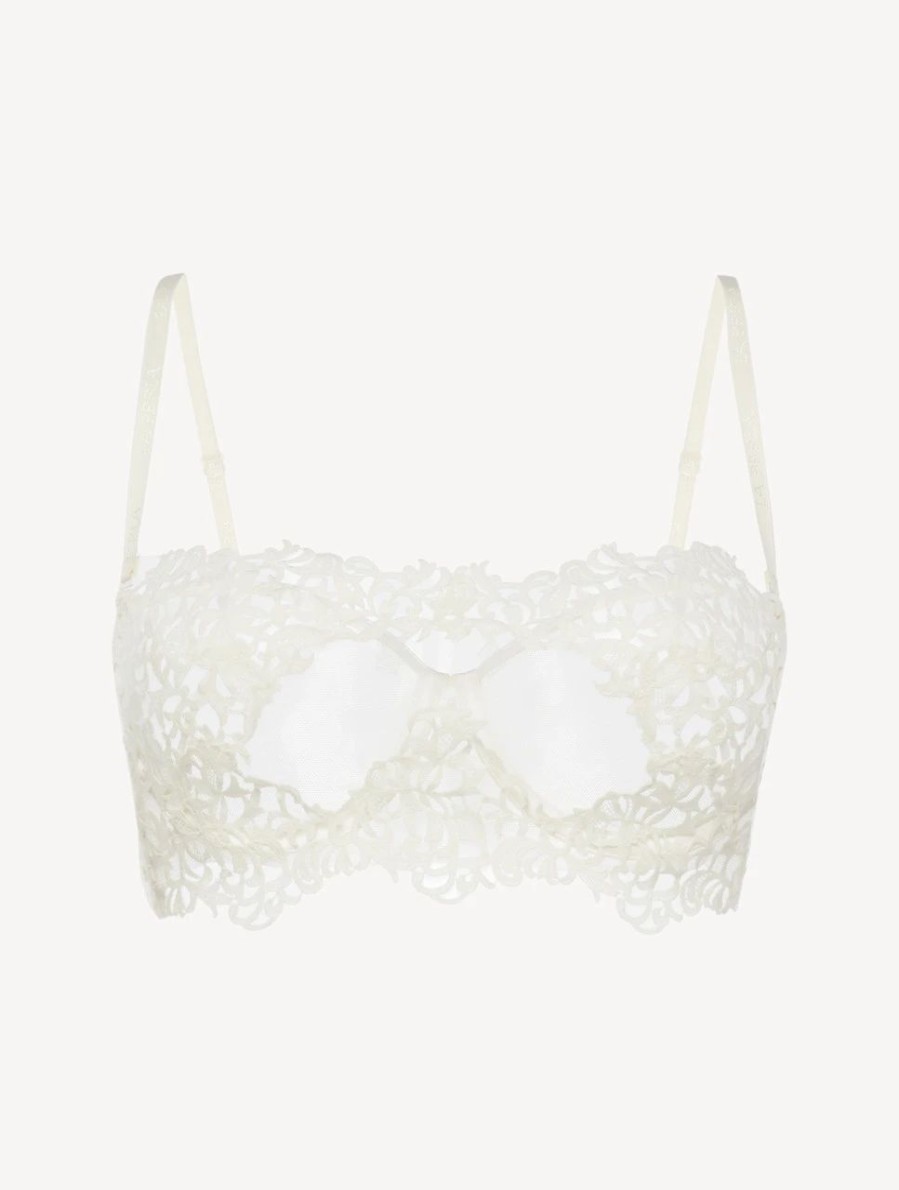 Bras * | Petit Macrame Underwired Bra With Macrame In Off-White