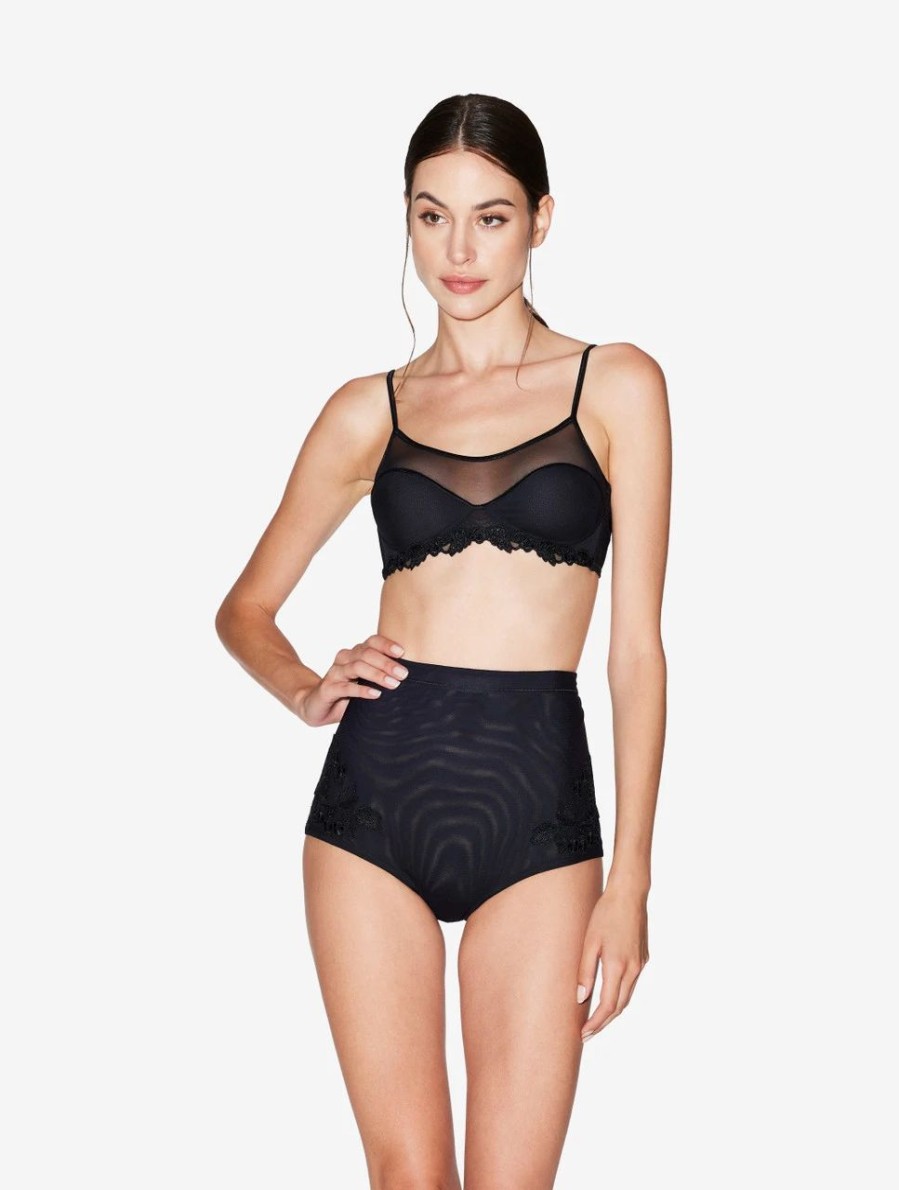 Bras * | Maison Contouring Bralette In Black Stretch Tulle