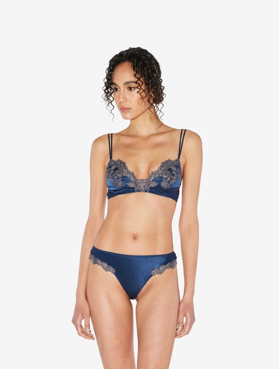 Bras * | Maison Blue Silk Triangle Bra With Frastaglio