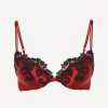 Bras * | Maison Red Silk Push-Up Bra With Frastaglio