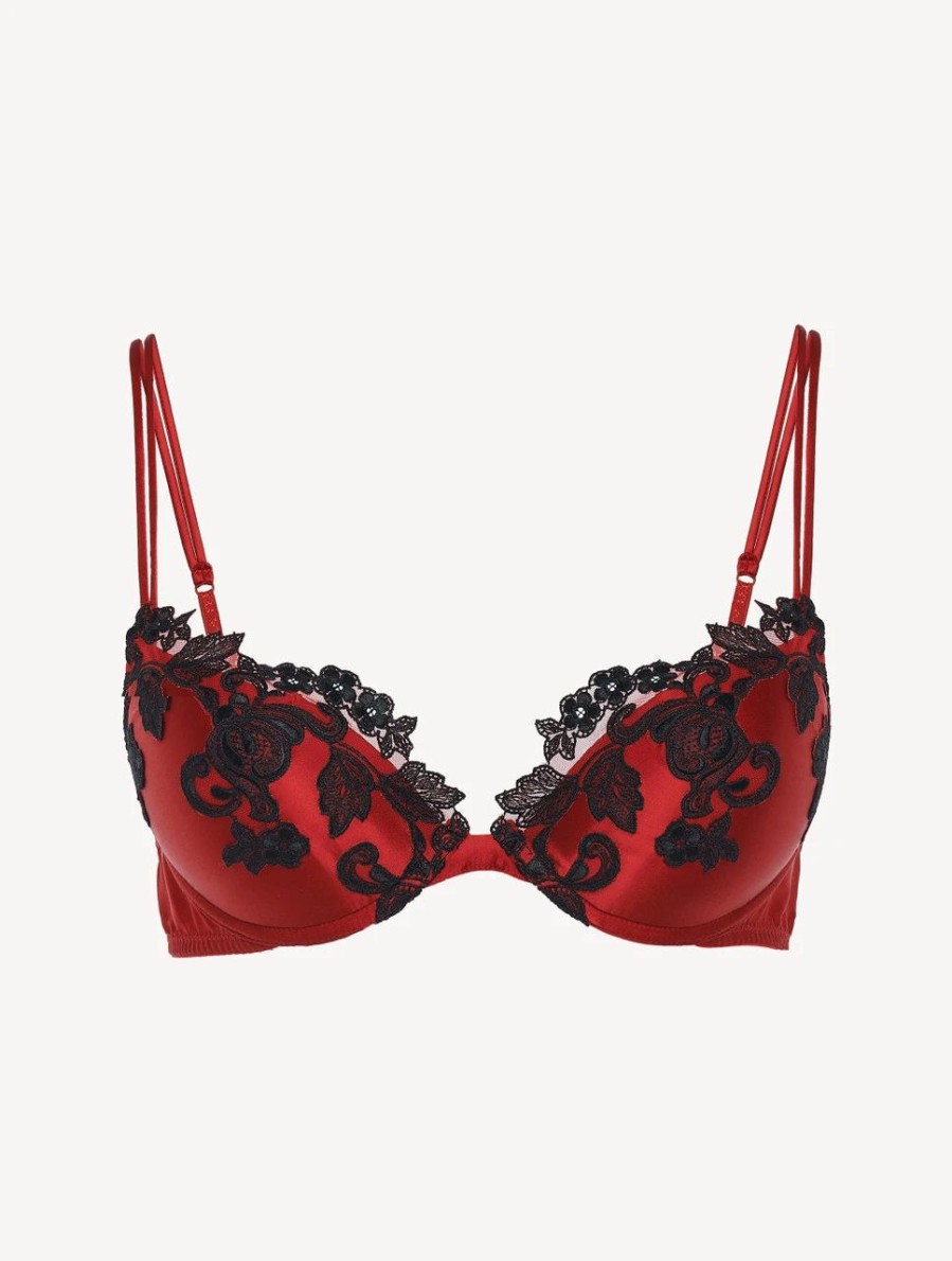 Bras * | Maison Red Silk Push-Up Bra With Frastaglio