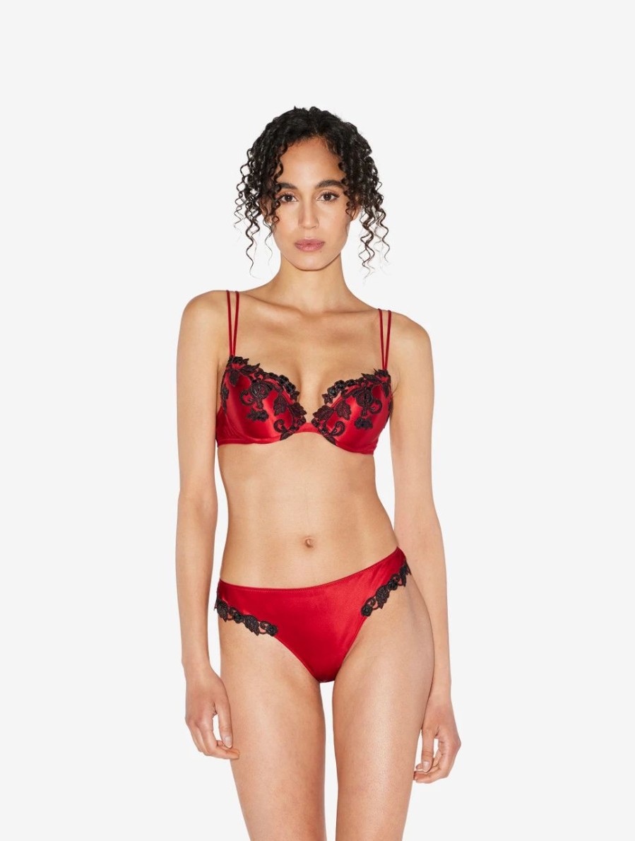 Bras * | Maison Red Silk Push-Up Bra With Frastaglio