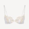 Bras * | Maison White Silk Push-Up Bra With Frastaglio