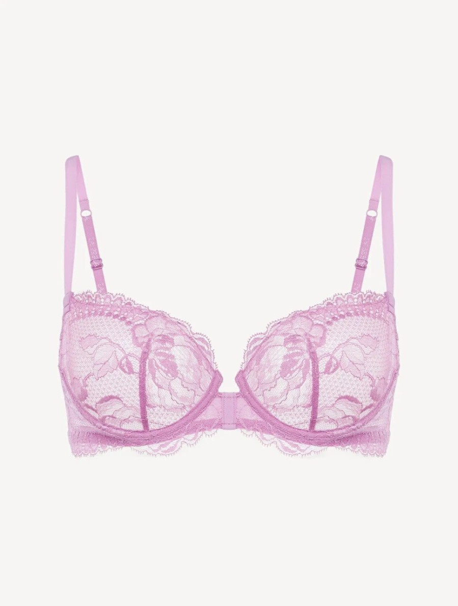 Bras * | Brigitta Lilac Rose Lace Balconette Bra