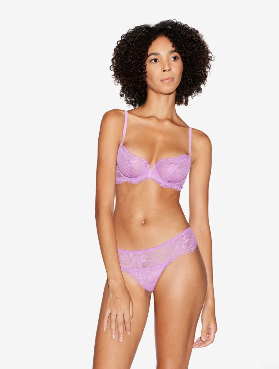 Bras * | Brigitta Lilac Rose Lace Balconette Bra