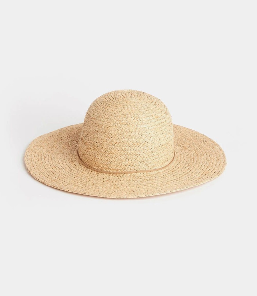 Accessories * | Karen Kane Contrast Tie Raffia Hat Natural