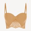 Bras * | Shape-Allure Nude Lycra Strapless Brassiere With Chantilly Lace