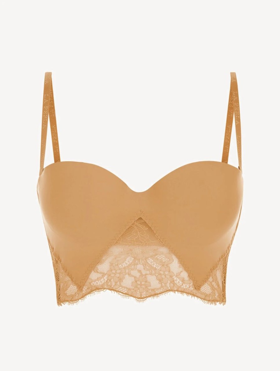 Bras * | Shape-Allure Nude Lycra Strapless Brassiere With Chantilly Lace