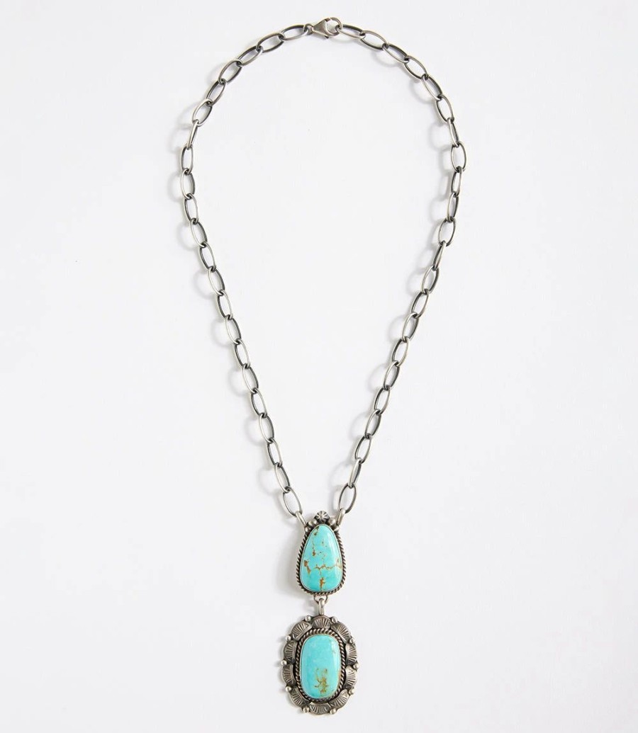 Accessories * | Karen Kane Double Pendant Necklace Turquoise