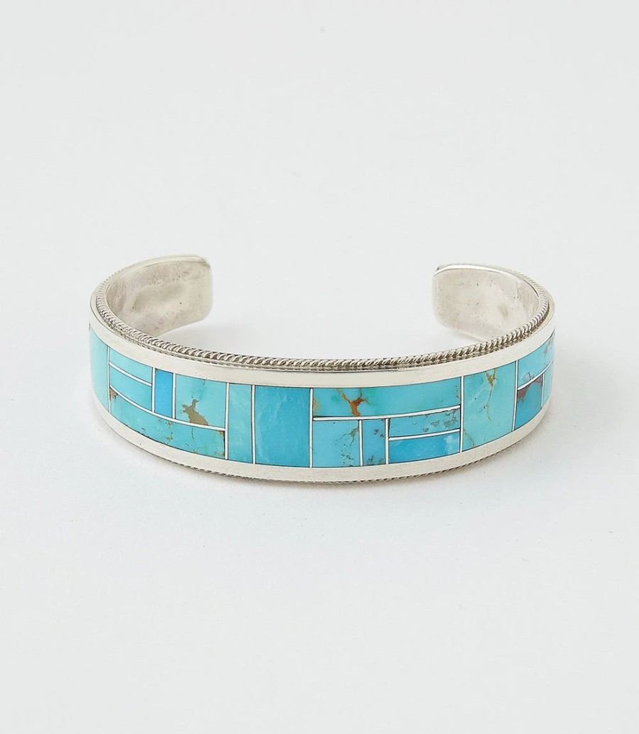 Accessories * | Karen Kane Sterling Silver Inlay Cuff Bracelet Turquoise