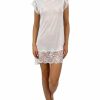 Sleepwear * | Brigitta T-Shirt Dress In White With Lace