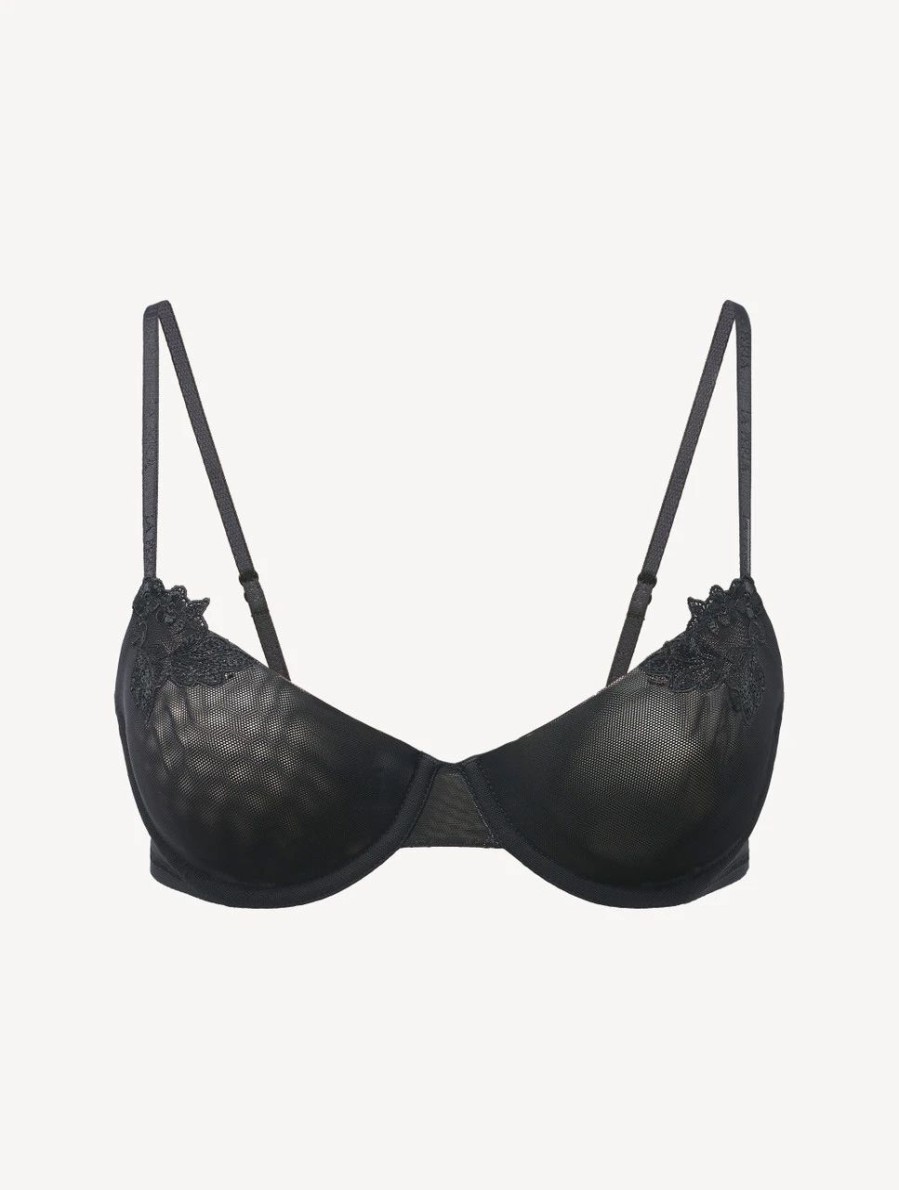 Bras * | Maison Contouring Balconette Bra In Black In Stretch Tulle