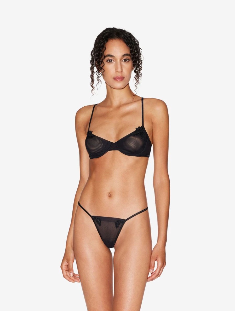 Bras * | Maison Contouring Balconette Bra In Black In Stretch Tulle