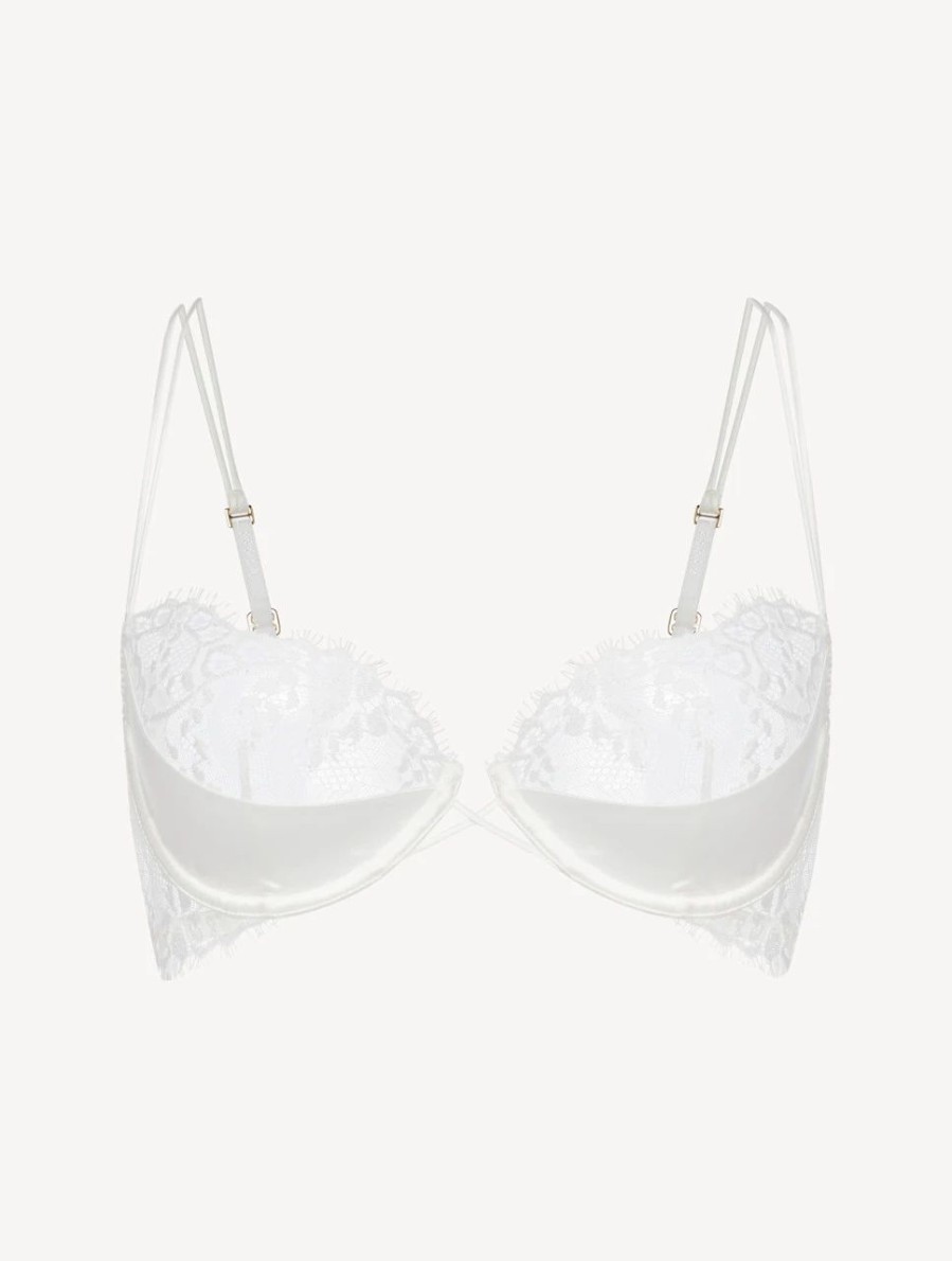 Bras * | Exotique Off-White Underwired Balconette Bra With Leavers Lace Trim