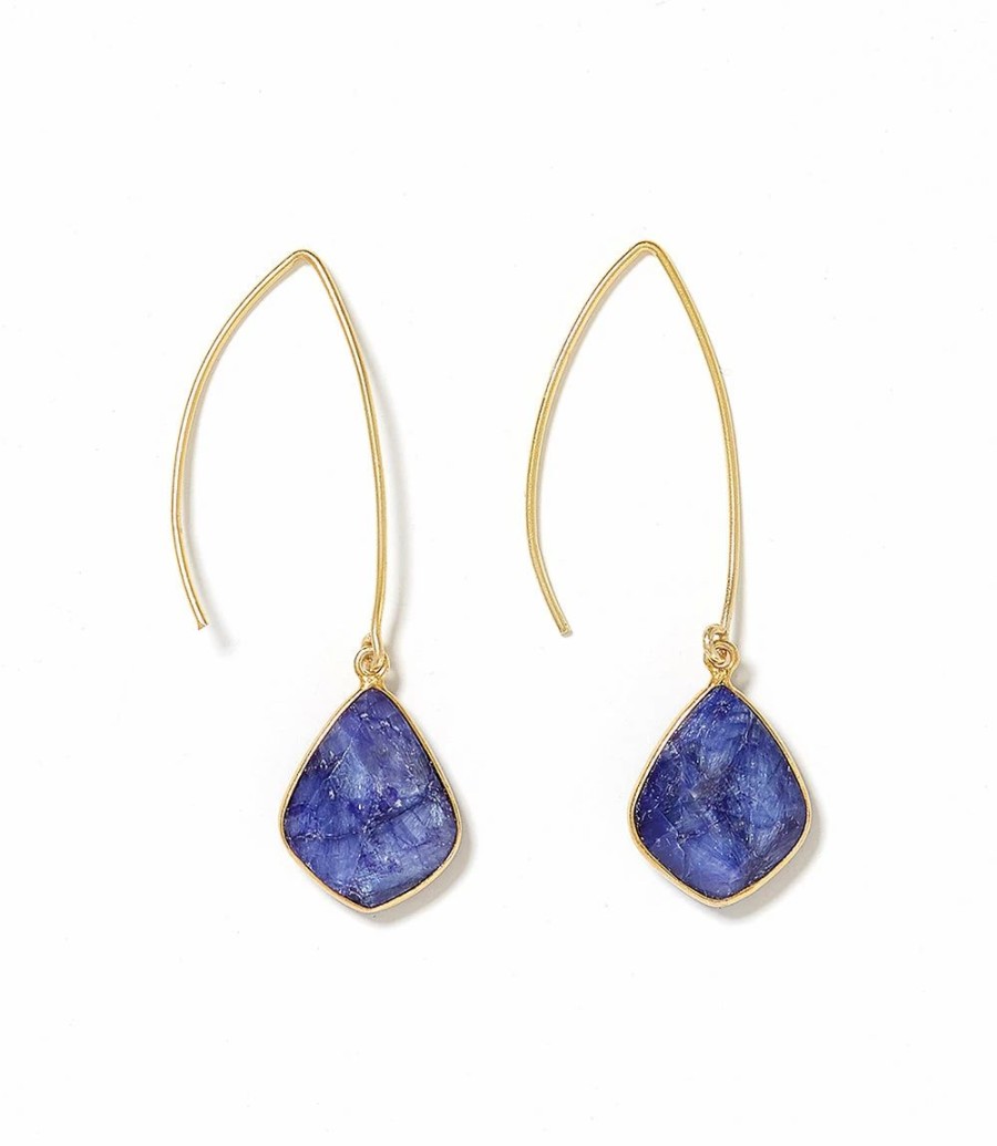 Accessories * | Karen Kane Gemstone Drop Earrings Sapphire