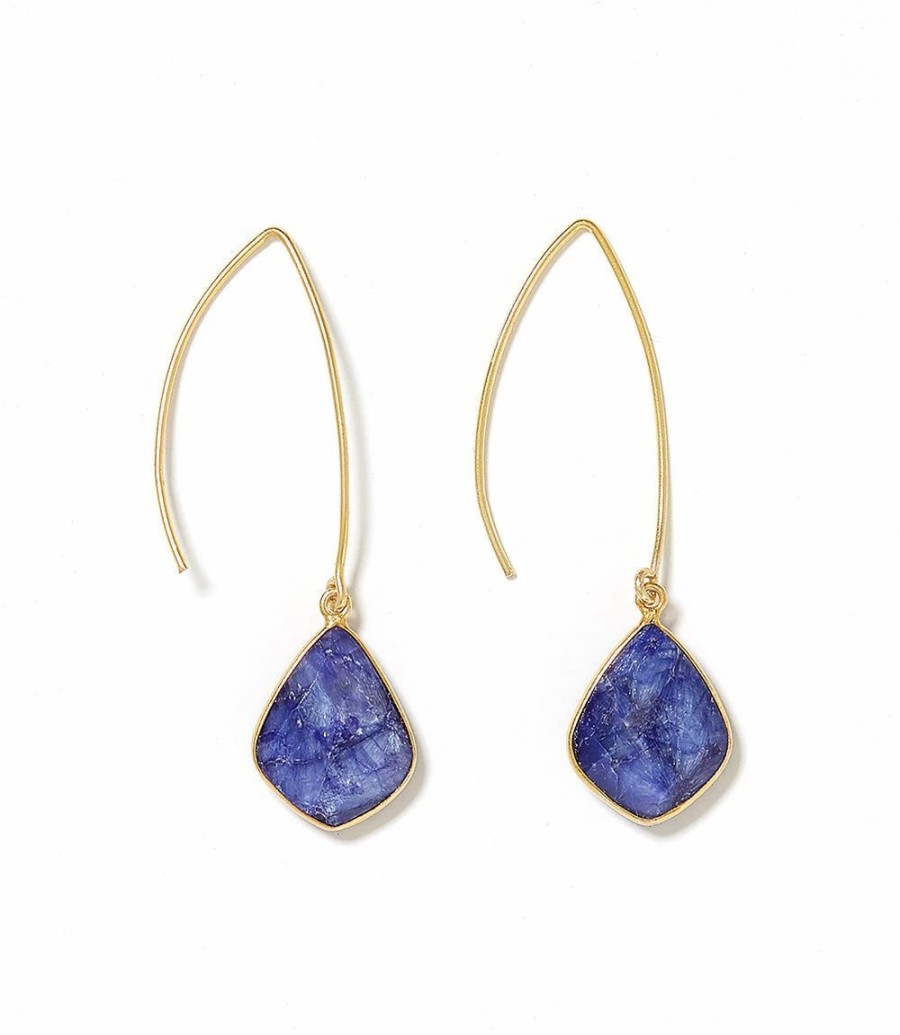 Accessories * | Karen Kane Gemstone Drop Earrings Sapphire