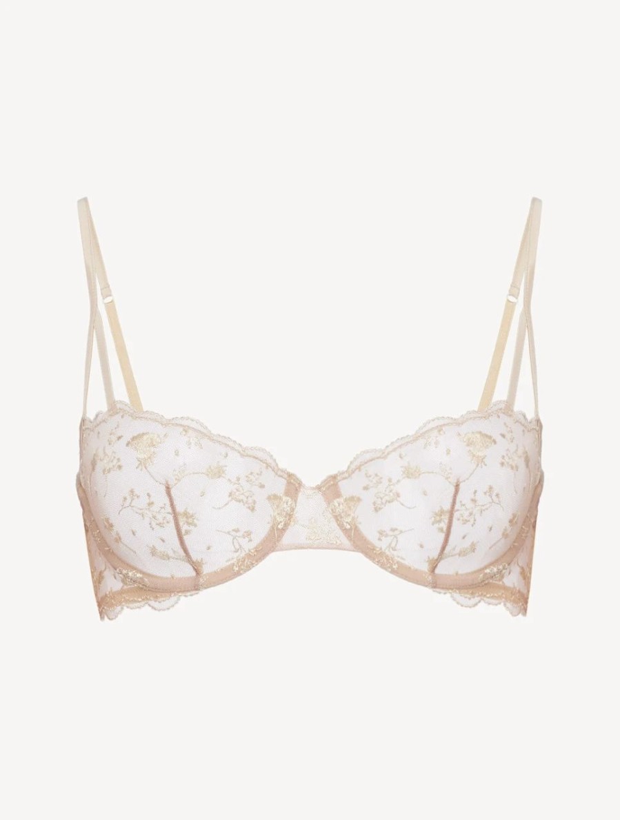 Bras * | Midnight Botanica Balconette Bra In Halo And Ivory Nude With Embroidered Tulle