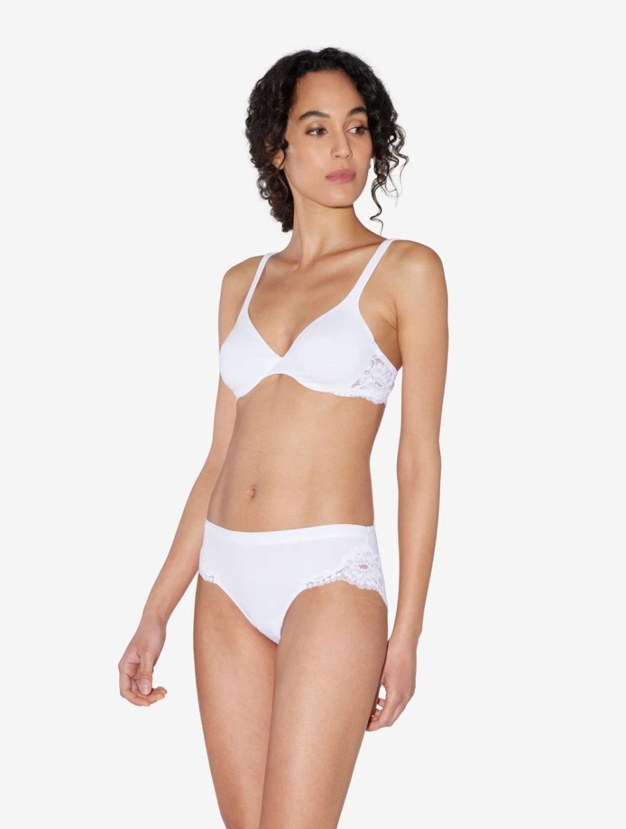 Bras * | Souple White Lace And Cotton Underwired Bra