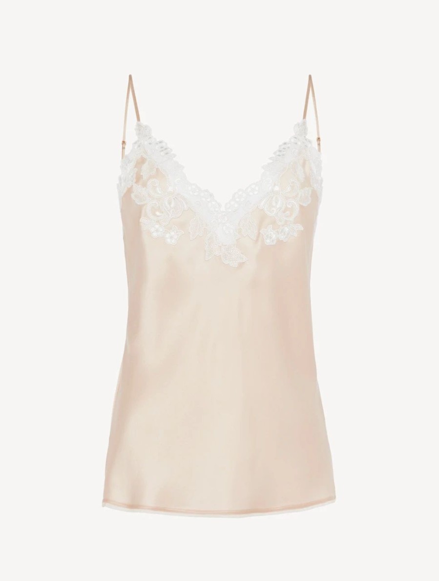 Sleepwear * | Maison Halo Silk Satin Camisole With Frastaglio